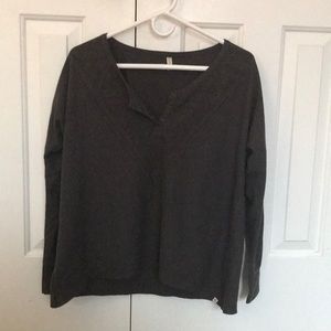 Dark gray waffle knit Henley tee